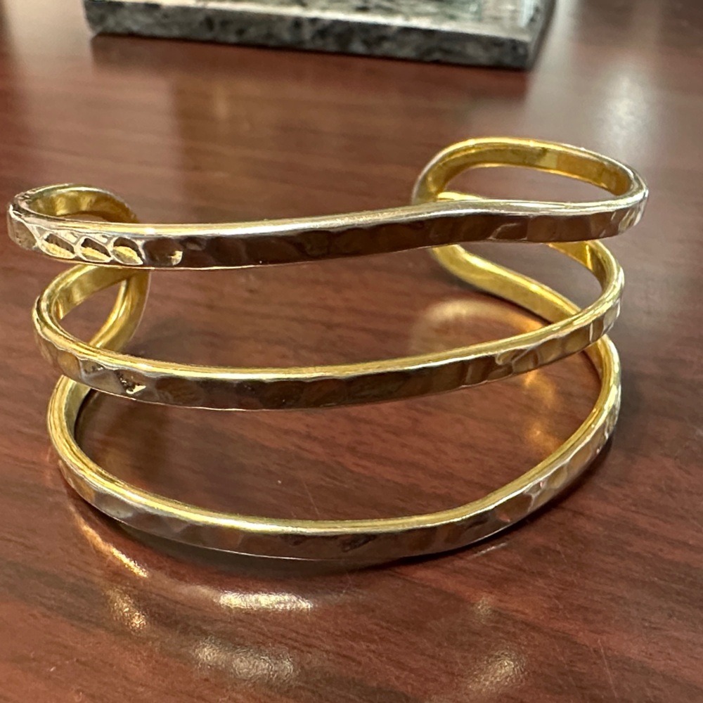 Ann Taylor hammered thick Gold cuff bracelet